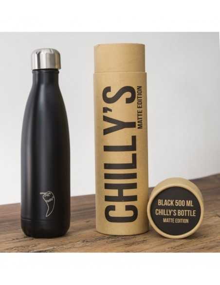 Botella Chilly's - Todo Negro - Botellas De Acero Inoxidable Para Agua