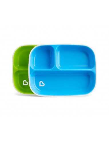 Pack 2 platos con compartimentos Azul/Verde Splash de Munchkin