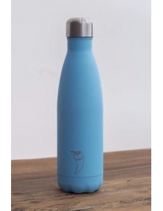 Chilly´s Bottles - Azul Pastel Total 500 ml. Botella térmica de acero  inoxidable.