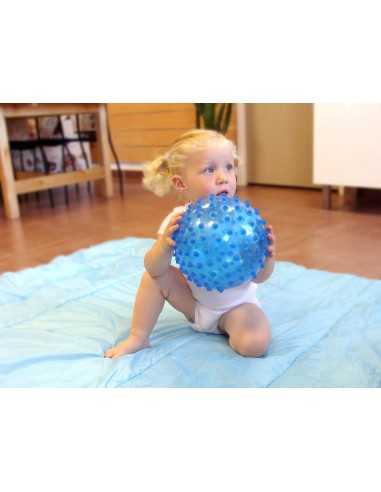 pelota-sensorial-azul-ludi, motricidad, estimulación bebé, ludi, pelota