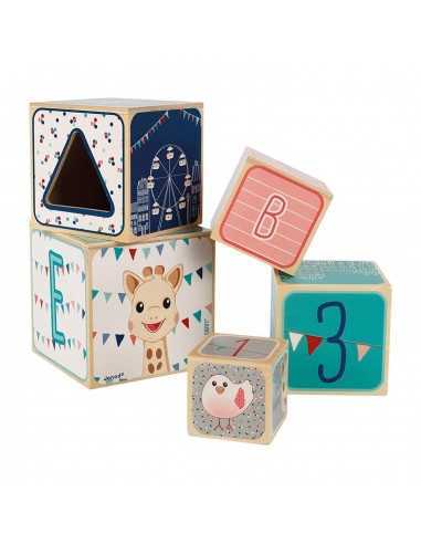 Pirámide 5 cubos de madera Sophie la jirafa de Janod