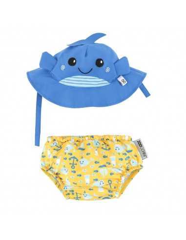 Bañador Pañal Bebe y Gorro UV Ballena de Zoocchini