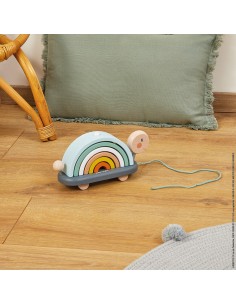 Juguete de Arrastre y Apilable Tortuga Arcoiris de Janod 2