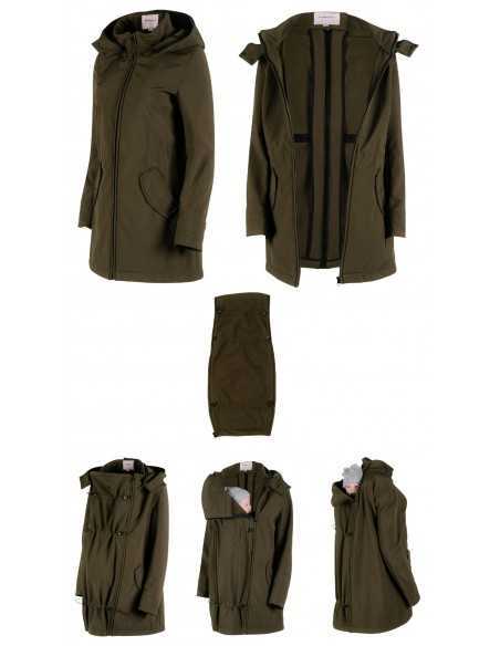 Abrigo porteo y premamá Wombat Shell verde