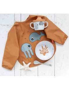 BABERO CON MANGAS 6-18 SEA FRIENDS GRIS - Kidshome