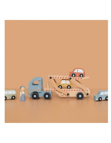 Camión de Transporte de coches de madera de Little Dutch | Tienda de juguetes en Madrid