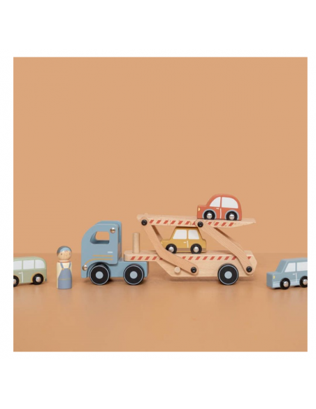 Camión de Transporte de coches de madera de Little Dutch | Tienda de juguetes en Madrid