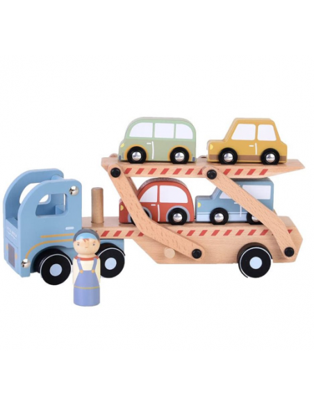 Camión de Transporte de coches de madera de Little Dutch | Tienda de juguetes en Madrid
