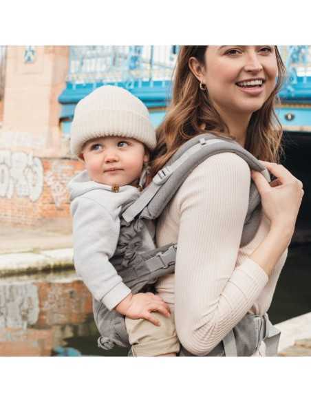 Mochila portabebés Quokkababy E Carrier: Diseño ergonómico y elegante en Light Grey