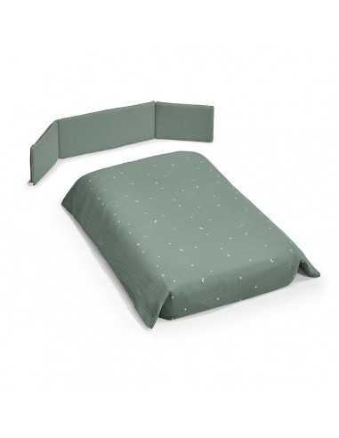 Pack textil para minicuna 90x50 sena verde botella