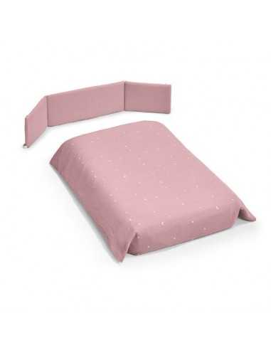 Pack textil para minicuna 90x50 sena rosa