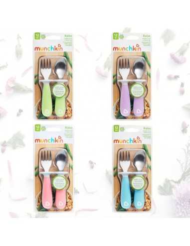 Pack cuchara y tenedor de acero Raise de Munchkin | Nuevos colores | Color Aleatorio