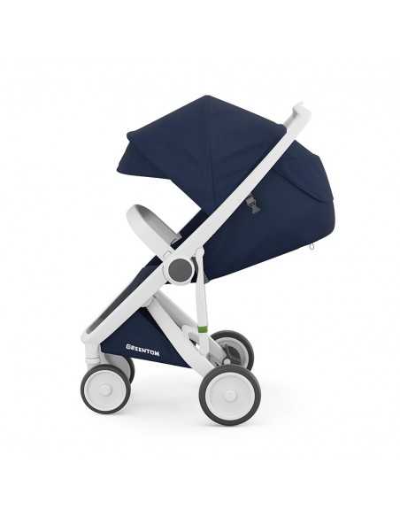 Silla Ligera Classic Greentom Chasis Blanco textil azul reclinado