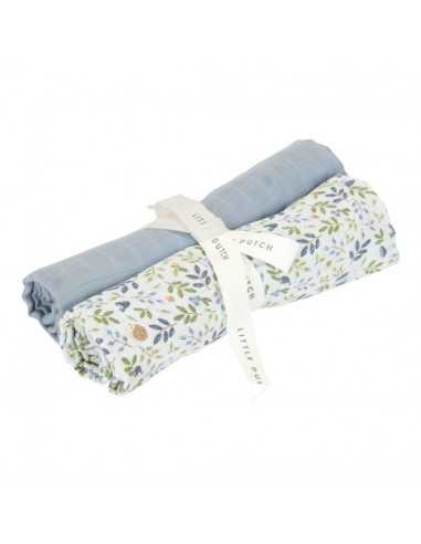 Muselina 70x70 cm Forest Adventure Azul Denim Little Dutch