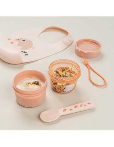 Envase Snack Bidireccional Pequeña Granja de Done By Deer Rosa