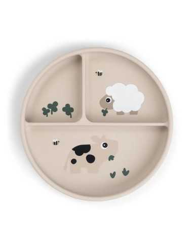 Plato Con Ventosa y Compartimientos Pequeña Granja de Done by Deer Arena