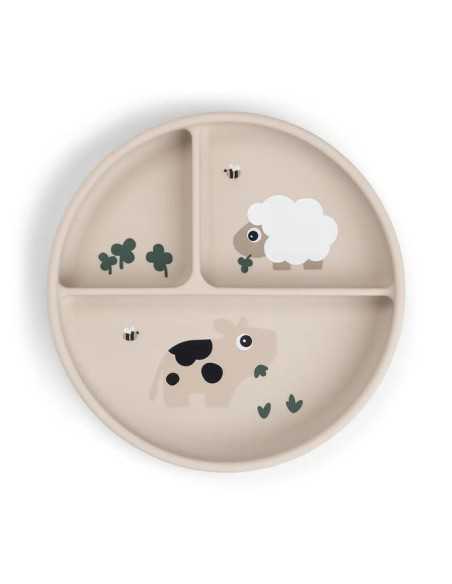 Plato Con Ventosa y Compartimientos Pequeña Granja de Done by Deer Arena