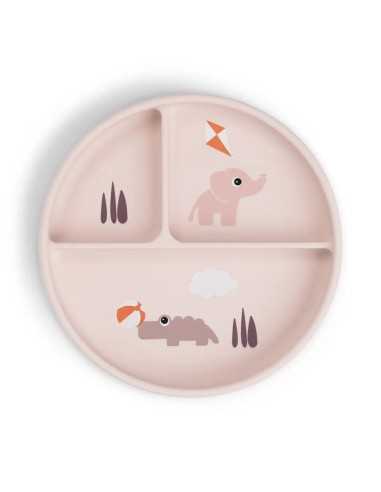 Plato Con Ventosa y Compartimientos Pequeña Granja de Done by Deer Rosa