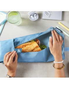 Boc'n'Roll Active Azul Gris - Porta Bocadillos y Snacks Reutilizable de Roll'eat 2