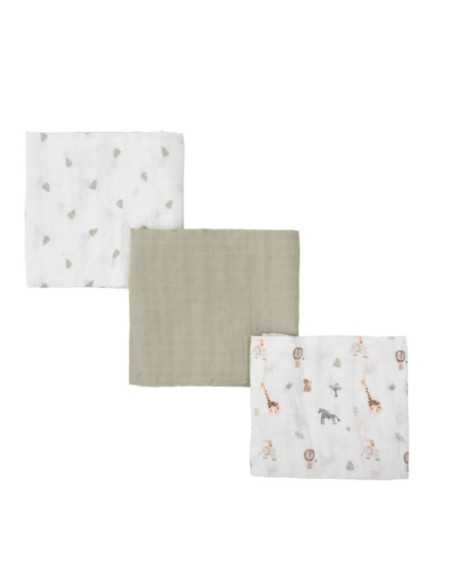 Comprar Pack 3 Muselinas de Algodón Safari | Bimbidreams