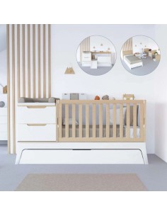 Cuna convertible Zen Alondra blanca y madera