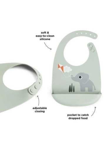 Babero de silicona bebé con recoge-migas