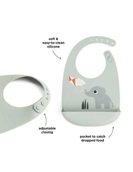 Babero de silicona bebé con recoge-migas