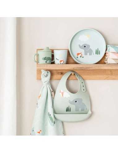 Babero de silicona bebé con recoge-migas