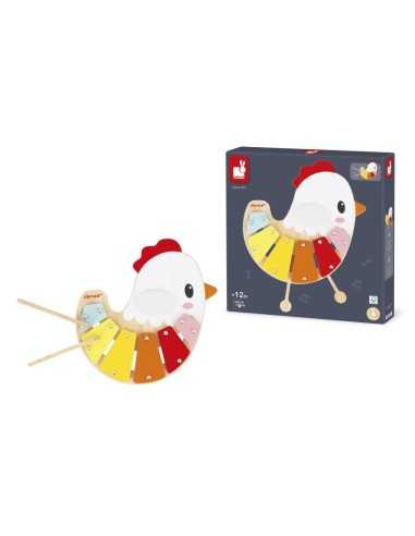Xilófono infantil con forma de gallina Janod