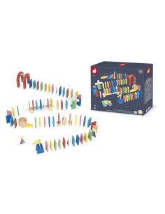 Circuito de dominó de madera Janod con piezas de colores