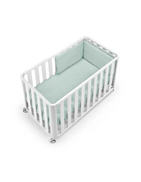Cuna Doco Sleeping 120x60 en color blanco con textil Sena verde menta
