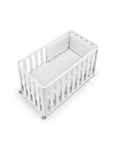 Cuna Doco Sleeping 120x60 en color blanco con textil sena blanco y arena