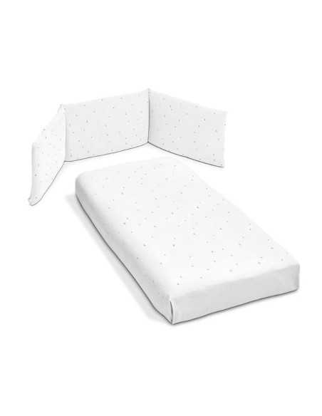 Colcha + Protector Cotinfant 120 x 60 cm Sena blanco y arena
