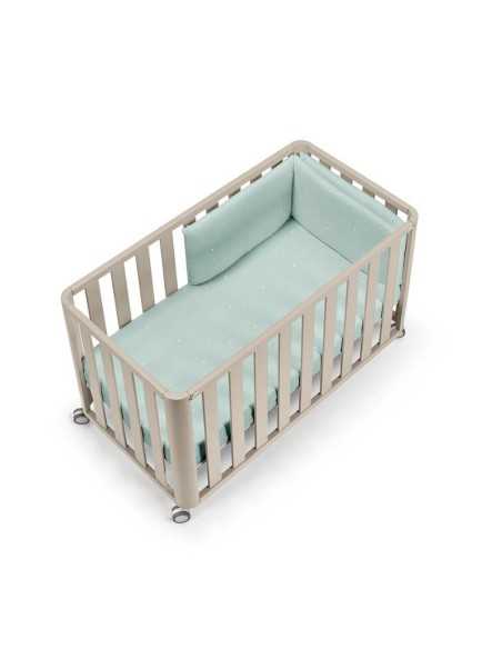 Cuna Doco Sleeping Beige 120x60 con textil sena verde menta