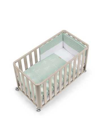 Cuna Doco Sleeping Beige 120x60 con textil tipi verde