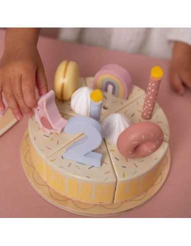 Tarta de cumpleaños de madera azul | Juego simbólico
