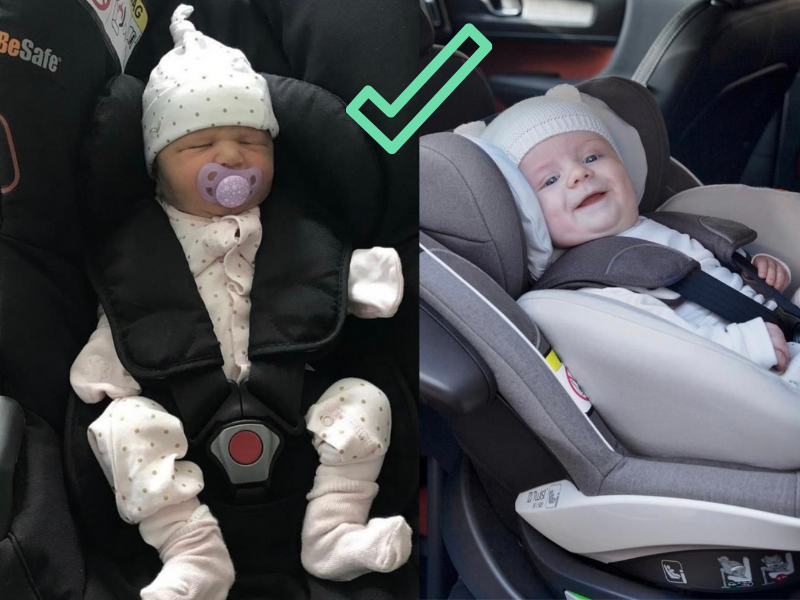posicion adecuada para recien nacido en silla de bebe
