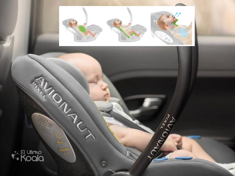 posicion adecuada del bebe recien nacido en una silla de coche