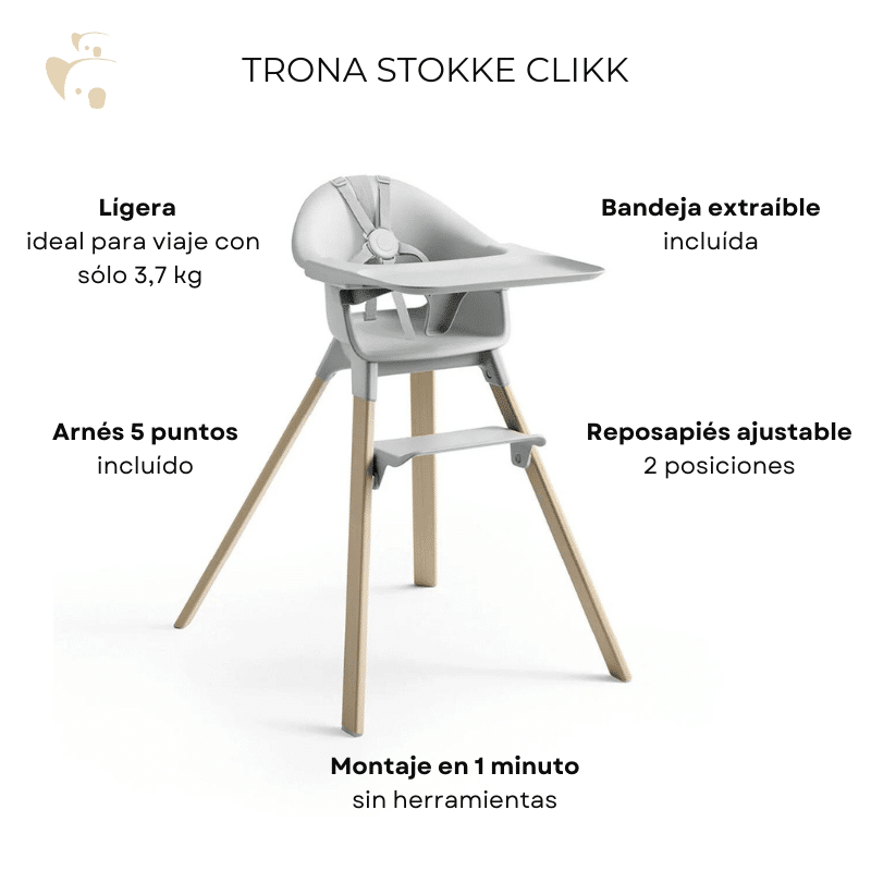 detalle de las caracteristicas de la trona Clikk de Stokke