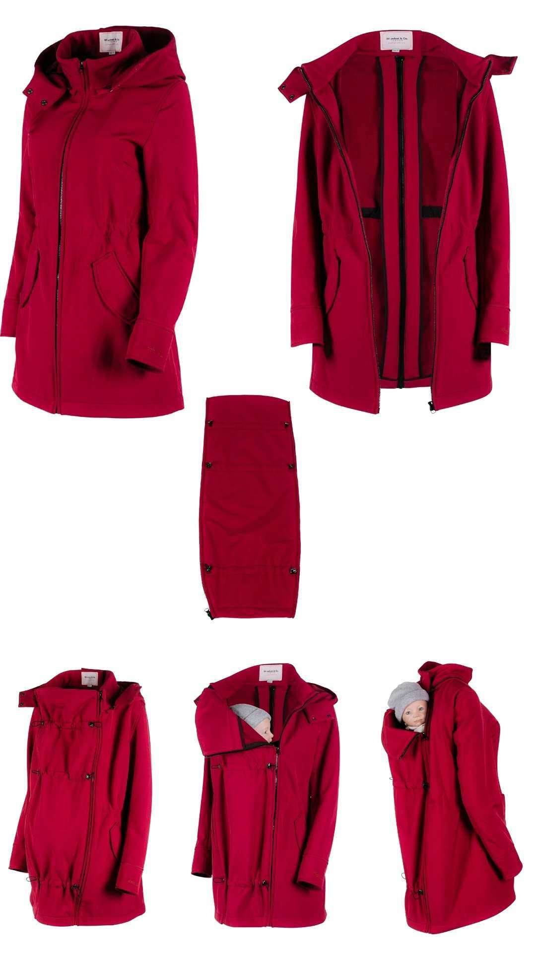 abrigo porteo y embarazo softshell wombat rojo